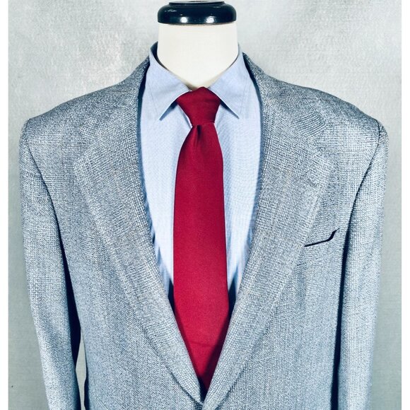 Vintage Stafford Blazer Mens 46R Blue Wool Check Sport Coat Jacket Union USA - Picture 1 of 14